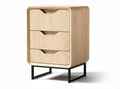 Wooden nightstand with three drawers and metal legs 45 x 40 x 60cm