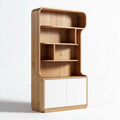 Wooden bookshelf with storage cabinet and open shelving 180 x 80 x 30cm