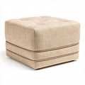 Fabric square ottoman in beige color 60 x 60 x 40cm for living room use