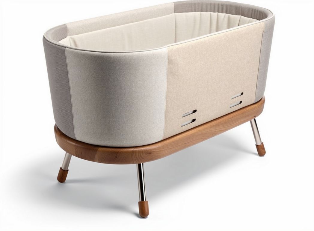 Bamboo and fabric baby bassinet with breathable design 85 x 40 x 50cm