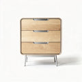 Wooden nightstand with three drawers and metal legs 40 x 40 x 50cm