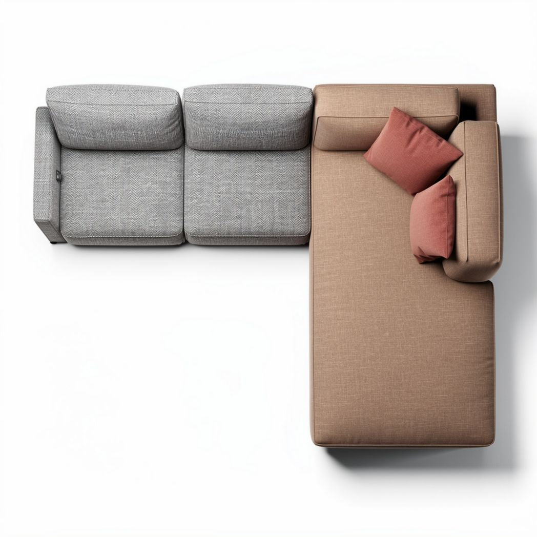 L-shaped sectional sofa with fabric upholstery and removable cushions 240 x 200 x 90cm