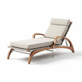 Wooden lounge chair with adjustable backrest cream fabric cushioning 200 x 70 x 90cm