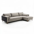 Sectional sofa in gray fabric upholstery with wooden legs 200 x 90 x 85cm