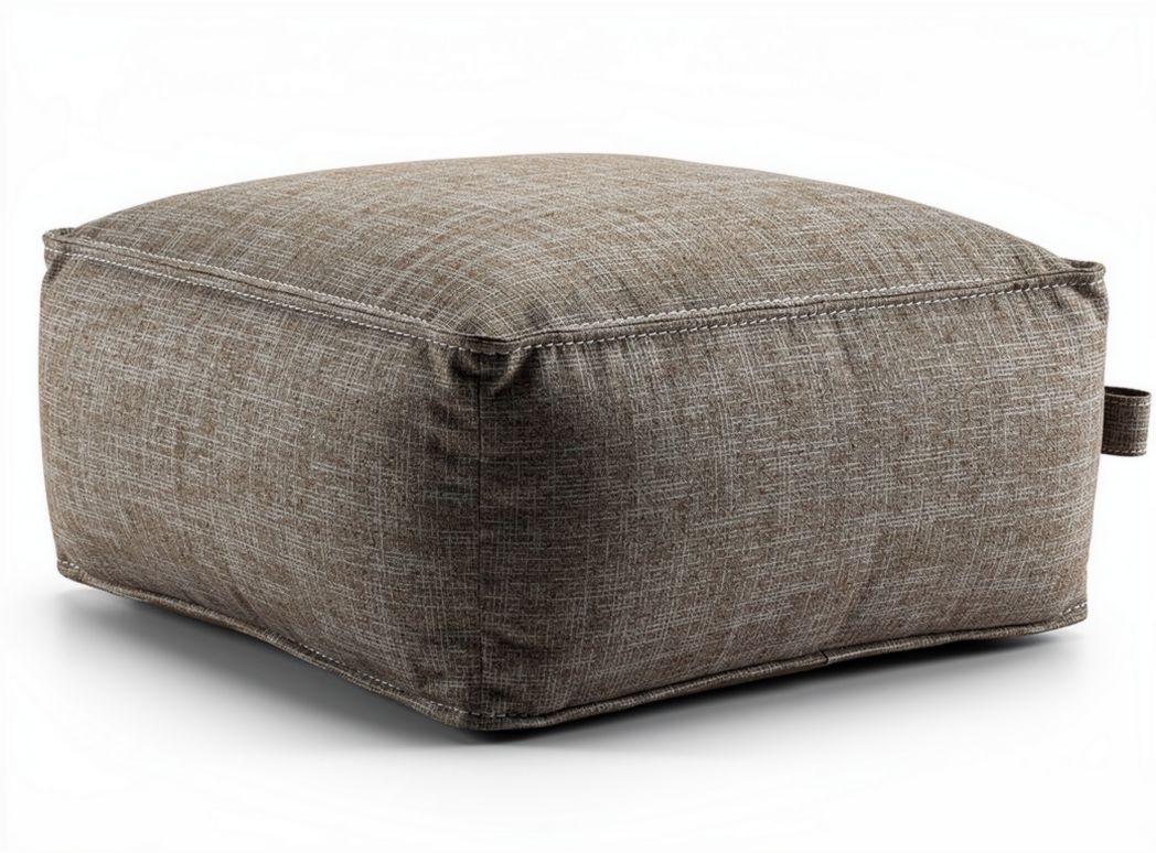 Outdoor square floor cushion in brown fabric 45 x 45 x 15cm