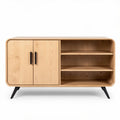 Wooden storage cabinet with open shelves and closed compartment 120 x 40 x 60cm