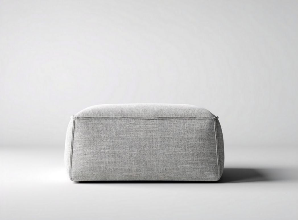 Fabric ottoman for living room in light gray 80 x 60 x 30cm