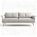 Modern fabric sofa with stainless steel legs in light grey 210 x 90 x 85cm