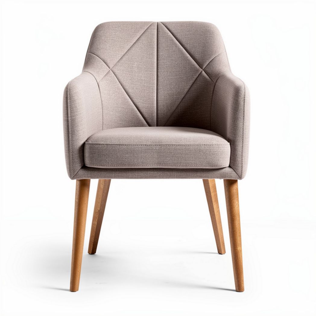 Upholstered accent chair with wooden legs in pink fabric 60 x 60 x 80cm